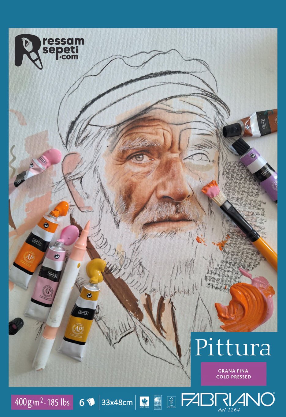 MED Özel 2025 Akrilik Boya & Marker Portre Defteri 33x48cm 6 Yaprak