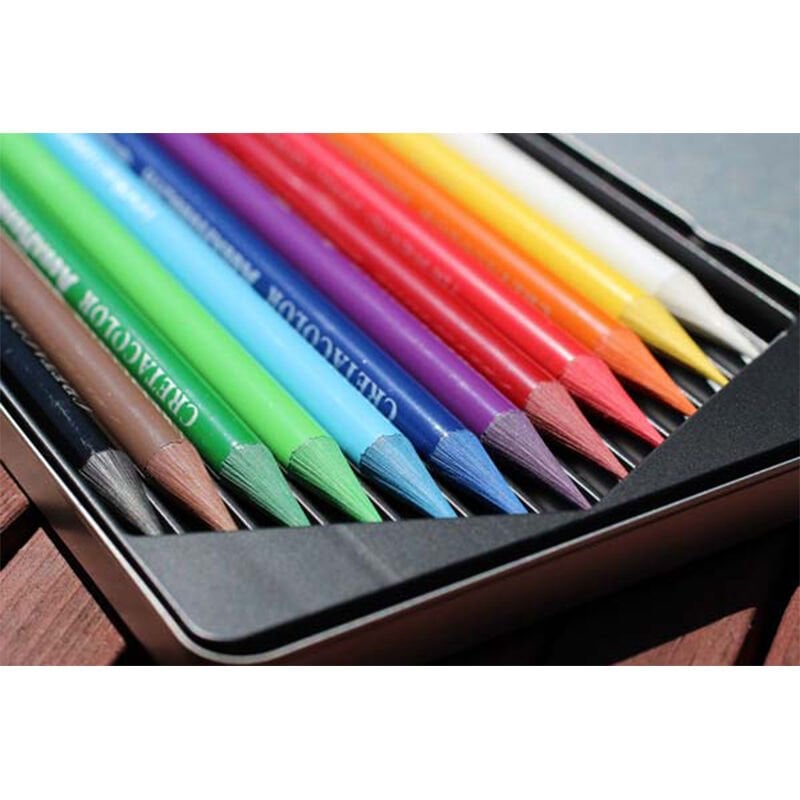 Cretacolor Aqua Monolith Ağaçsız Sulandırılabilir Boya Kalem Seti 12 Renk Metal Kutu 25012