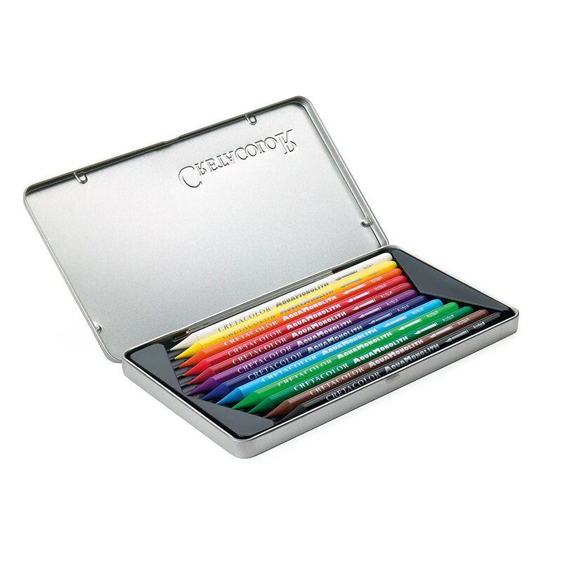 Cretacolor Aqua Monolith Ağaçsız Sulandırılabilir Boya Kalem Seti 12 Renk Metal Kutu 25012