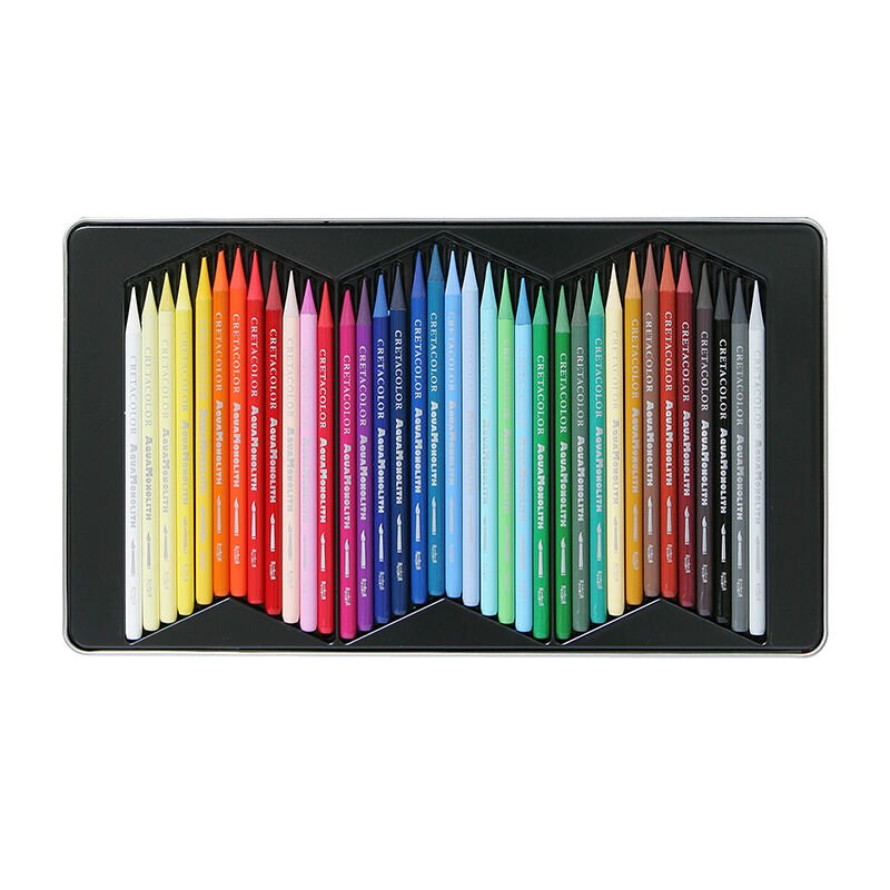 Cretacolor Aqua Monolith Ağaçsız Sulandırılabilir Boya Kalem Seti 36 Renk Metal Kutu 25036