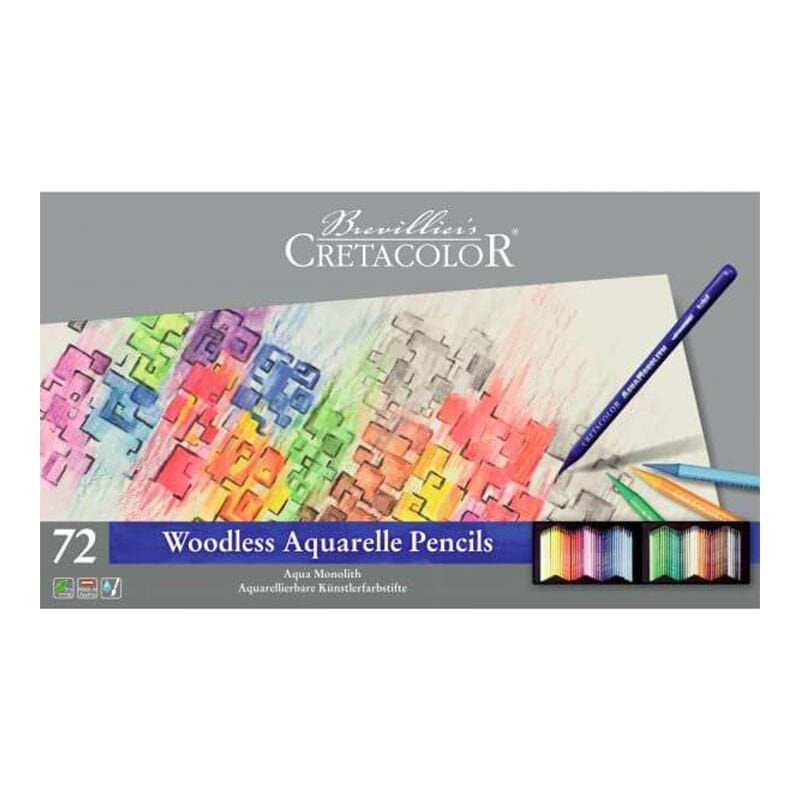 Cretacolor Aqua Monolith Ağaçsız Sulandırılabilir Boya Kalem Seti 72 Renk Metal Kutu 25072