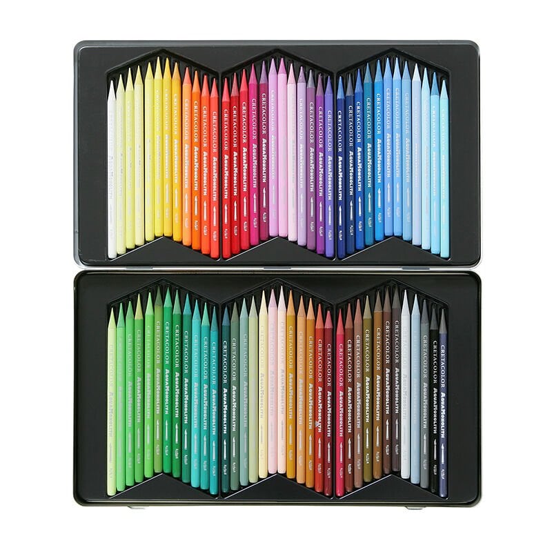 Cretacolor Aqua Monolith Ağaçsız Sulandırılabilir Boya Kalem Seti 72 Renk Metal Kutu 25072