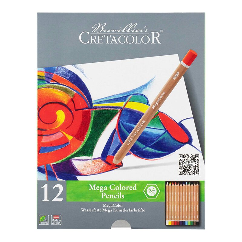 Cretacolor Megacolor Kalın Kuru Boya Kalem Seti 12 Renk Metal Kutu 29012