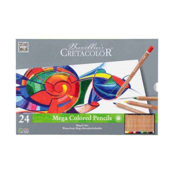 Cretacolor Megacolor Kalın Kuru Boya Kalem Seti 24 Renk Metal Kutu 29024