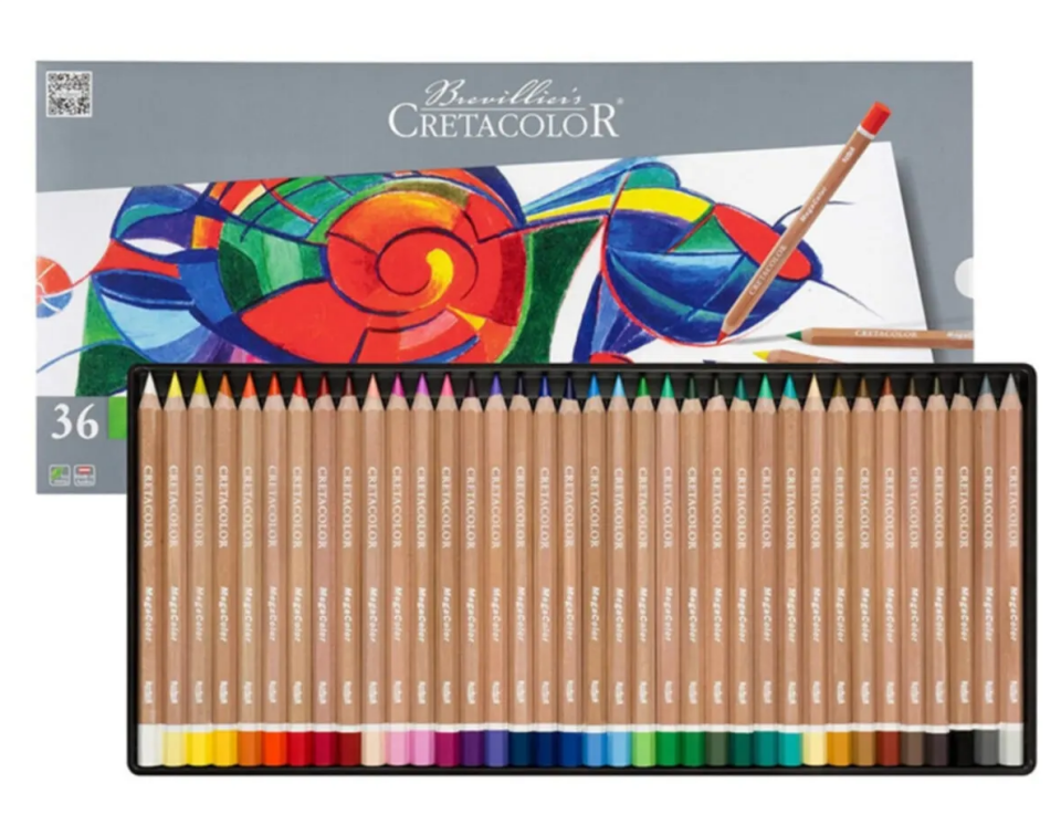 Cretacolor MegaColor Kalın Kuru Boya Kalem Seti 36 Renk Metal Kutu 29036