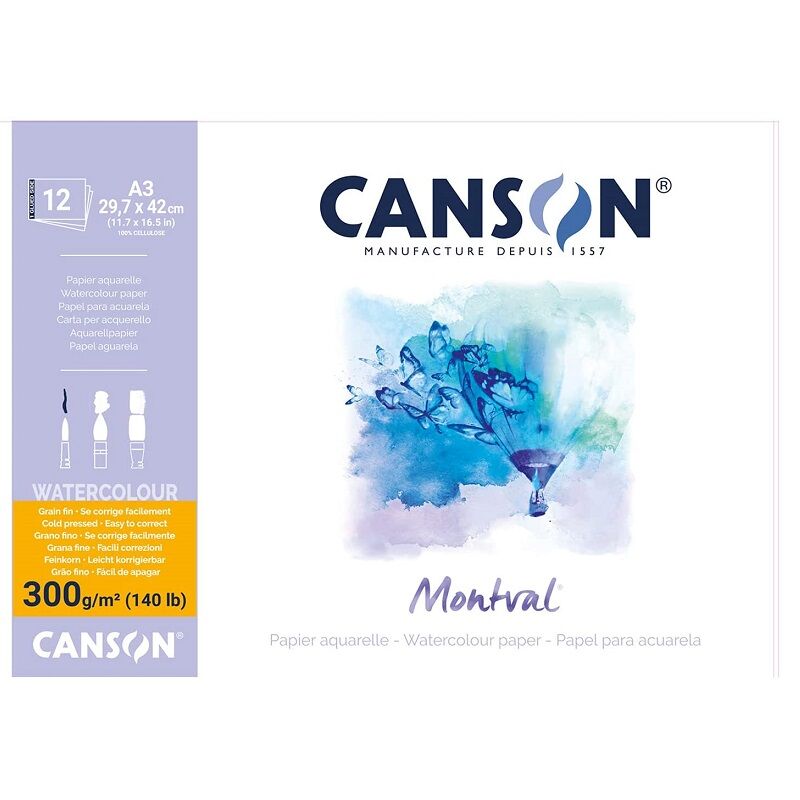 Canson Montval A3 Sulu Boya Blok 300gr 12 Yaprak