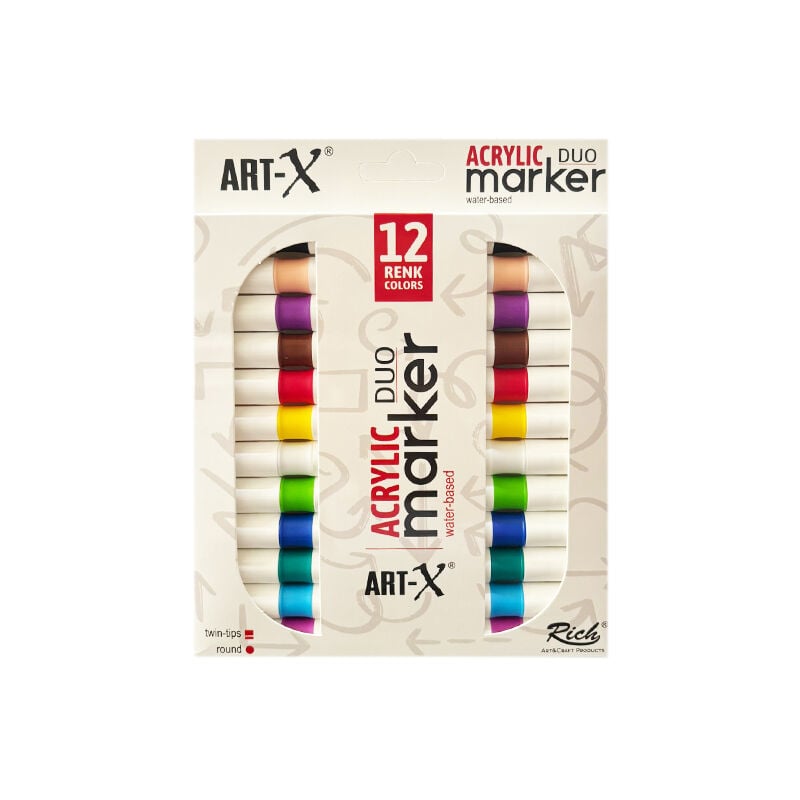 Rich Art-X Sketch Duo Marker Çift Uçlu Markör Kalem Seti 12 Renk