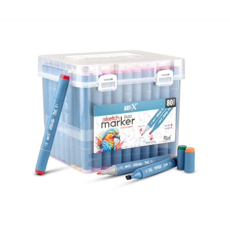 Rich Art-X Sketch Duo Marker Çift Uçlu Markör Kalem Seti 80 Renk