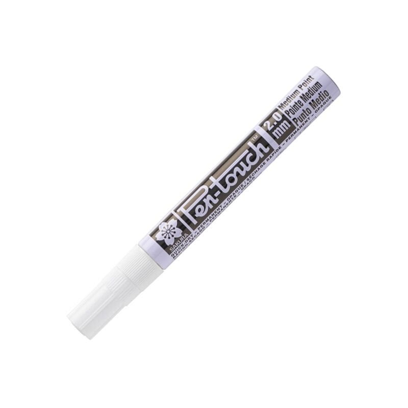 Sakura Pen-Touch Medium Permanent White Hızlı Kuruyan Markör Kalemi 2,0mm Beyaz