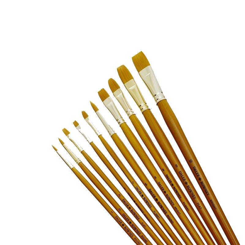 Daler Rowney Simply Gold Taklon Synthetic Uzun Saplı Fırça Seti 10`lu