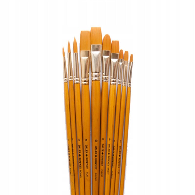Daler Rowney Simply Gold Taklon Synthetic Uzun Saplı Fırça Seti 10`lu