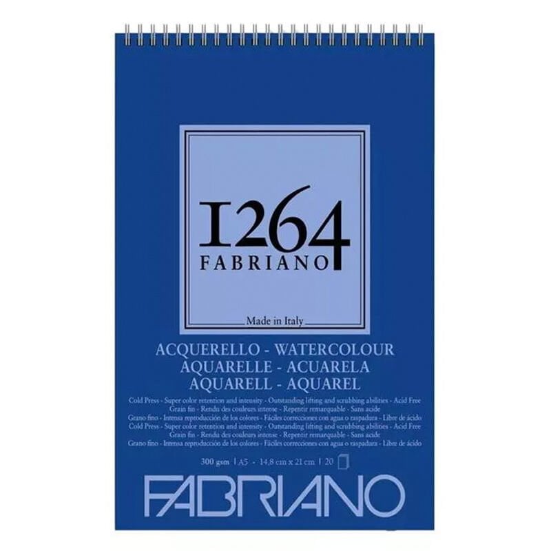 Fabriano 1264 Üstten Spiralli Sulu Boya Bloğu A5 300gr 20 Yaprak