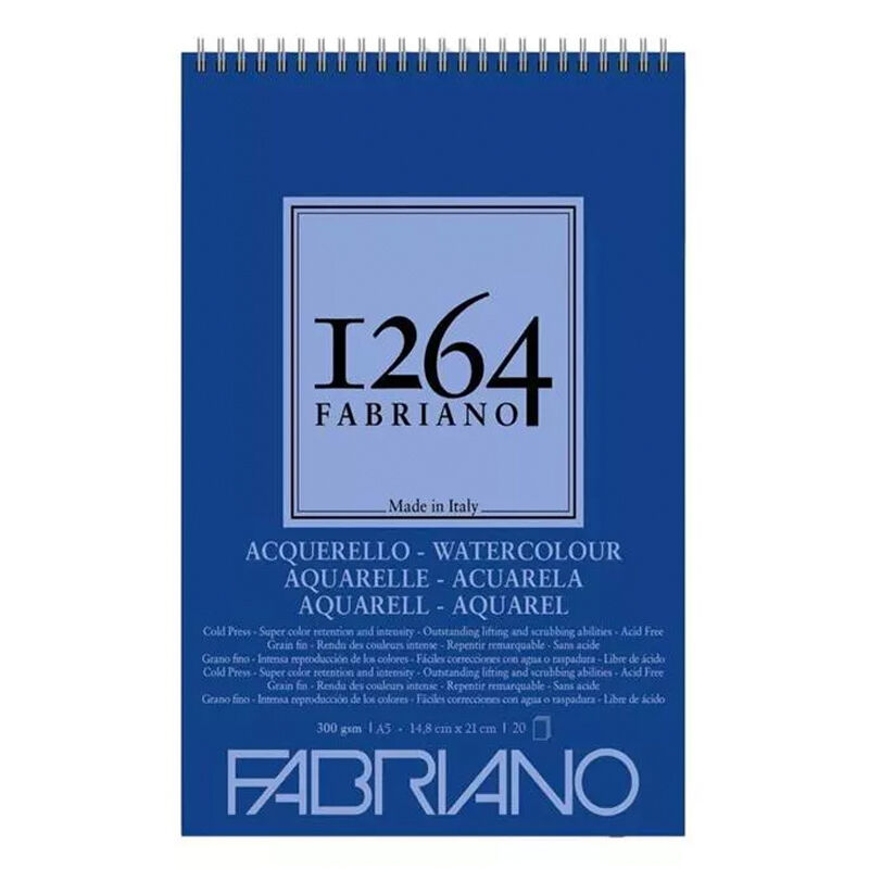 Fabriano 1264 Üstten Spiralli Sulu Boya Bloğu A5 300gr 20 Yaprak