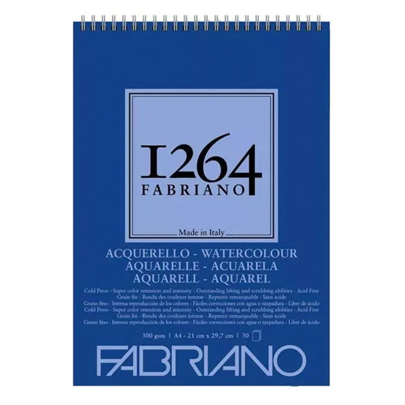 Fabriano 1264 Üstten Spiralli Sulu Boya Bloğu A4 300gr 30 Yaprak