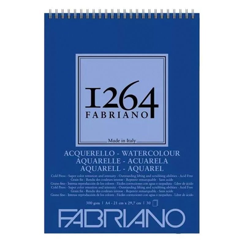 Fabriano 1264 Üstten Spiralli Sulu Boya Bloğu A4 300gr 30 Yaprak