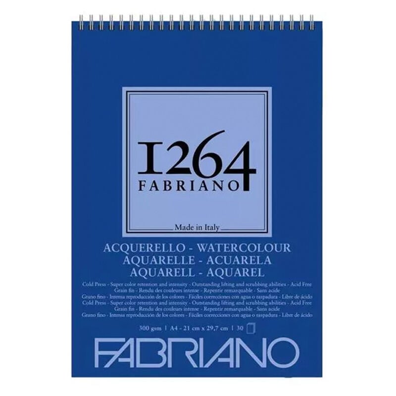 Fabriano 1264 Üstten Spiralli Sulu Boya Bloğu A4 300gr 30 Yaprak