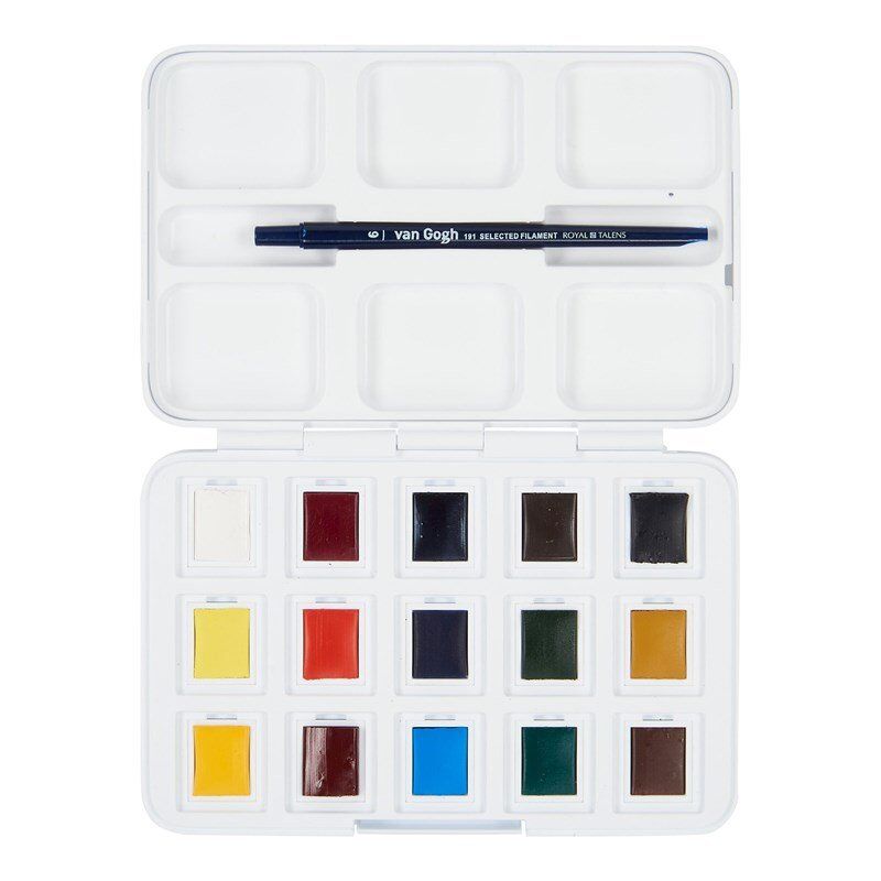 Van Gogh Tablet Sulu Boya Seti 12+3 Renk (Defter ve Fırça Hediyeli)