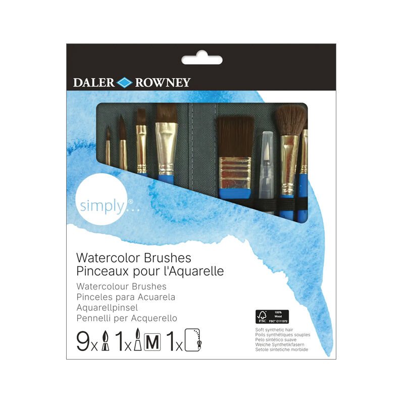 Daler Rowney Simply Sulu Boya Çantalı Fırça Seti 10'lu