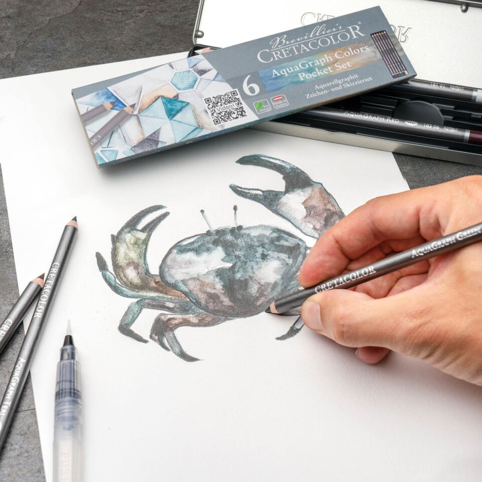 Cretacolor Aquagraph Colors Sulandırılabilir Çizim Seti 6'Lı Metal Kutu 18399