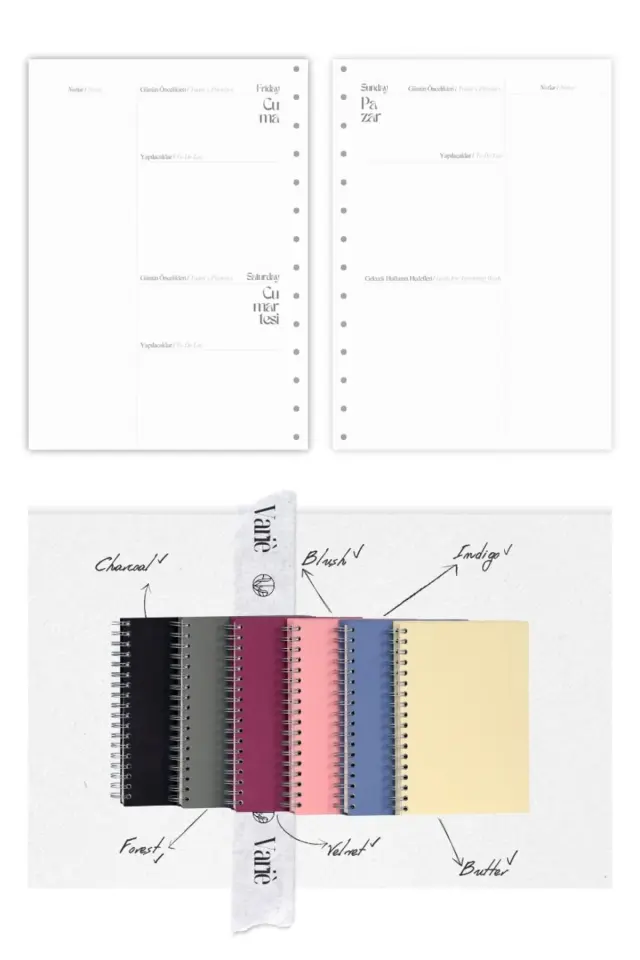 Pure Undated Planner Süresiz Planlayıcı Ajanda 17x24cm 90gr Ivory Velvet