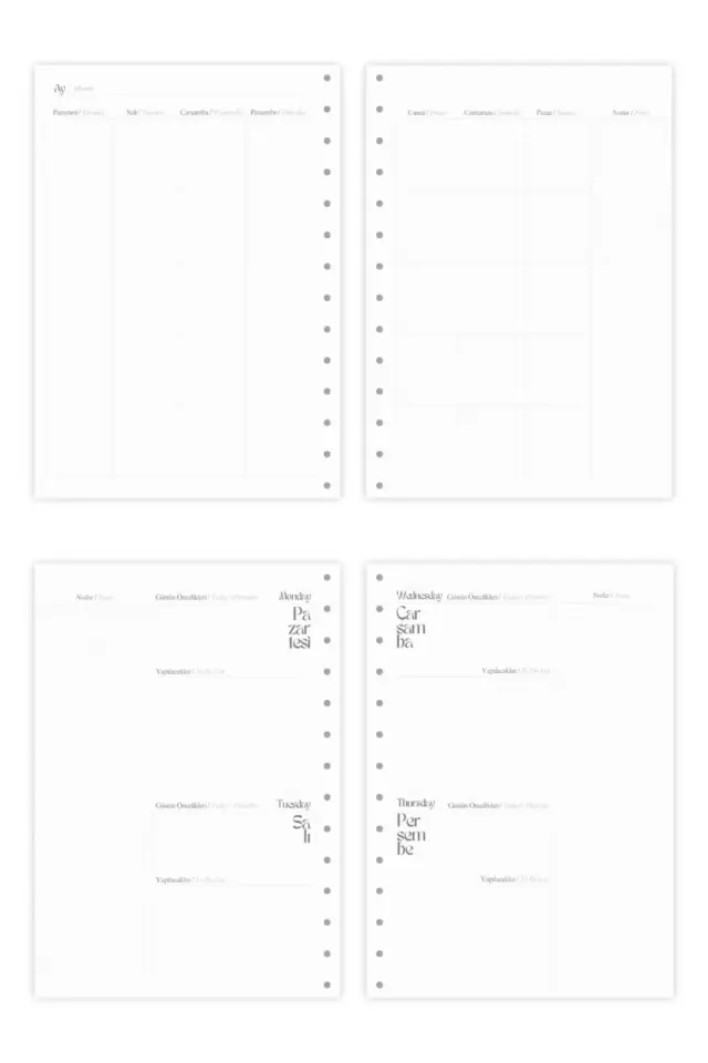 Pure Undated Planner Süresiz Planlayıcı Ajanda 17x24cm 90gr Ivory Velvet