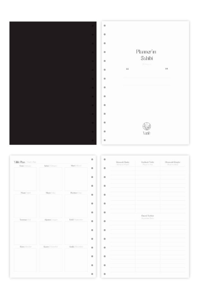 Pure Undated Planner Süresiz Planlayıcı Ajanda 17x24cm 90gr Ivory Charcoal