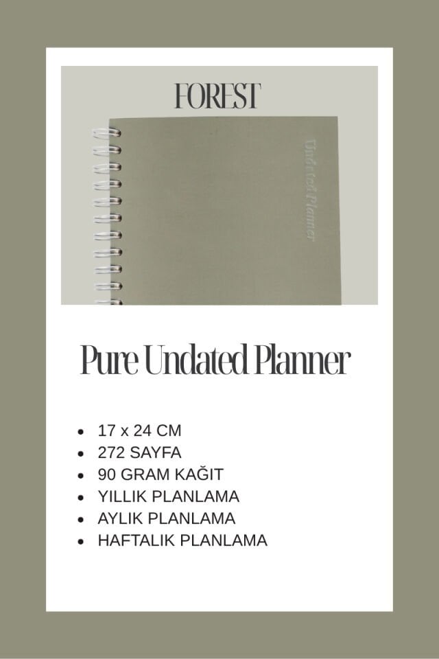 Pure Undated Planner Süresiz Planlayıcı Ajanda 17x24cm 90gr Ivory Forest