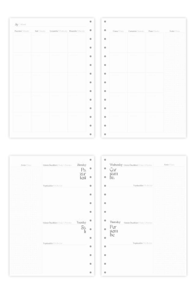 Pure Undated Planner Süresiz Planlayıcı Ajanda 17x24cm 90gr Ivory Forest