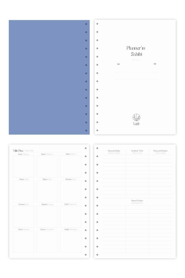 Pure Undated Planner Süresiz Planlayıcı Ajanda 17x24cm 90gr Ivory Indigo