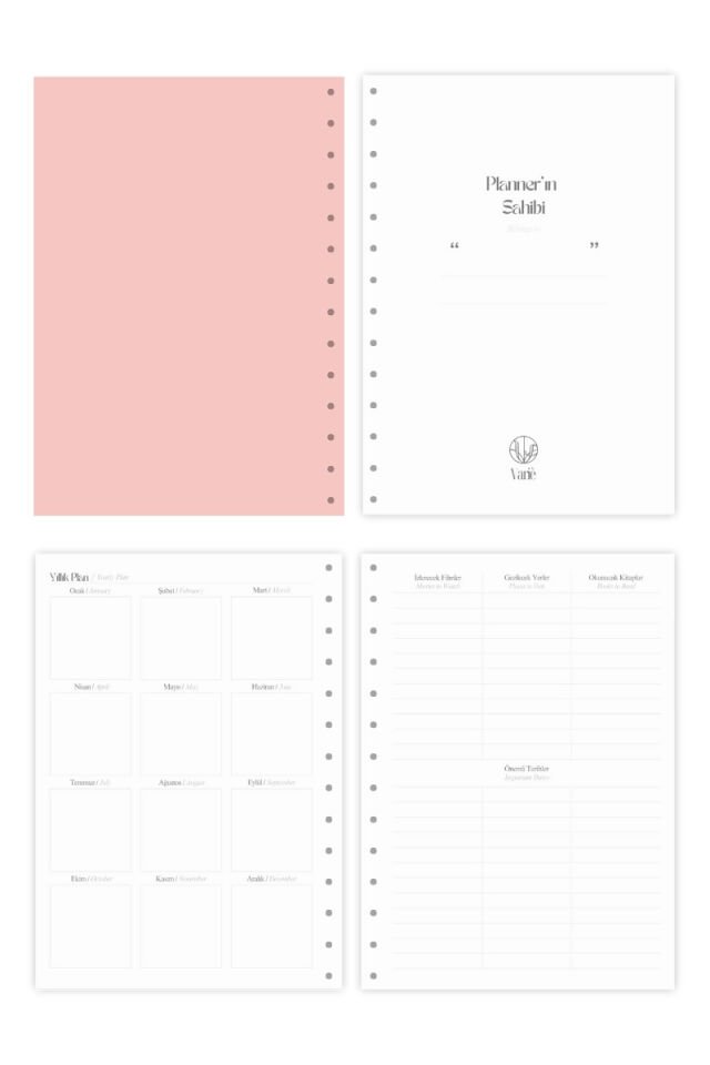 Pure Undated Planner Süresiz Planlayıcı Ajanda 17x24cm 90gr Ivory Blush