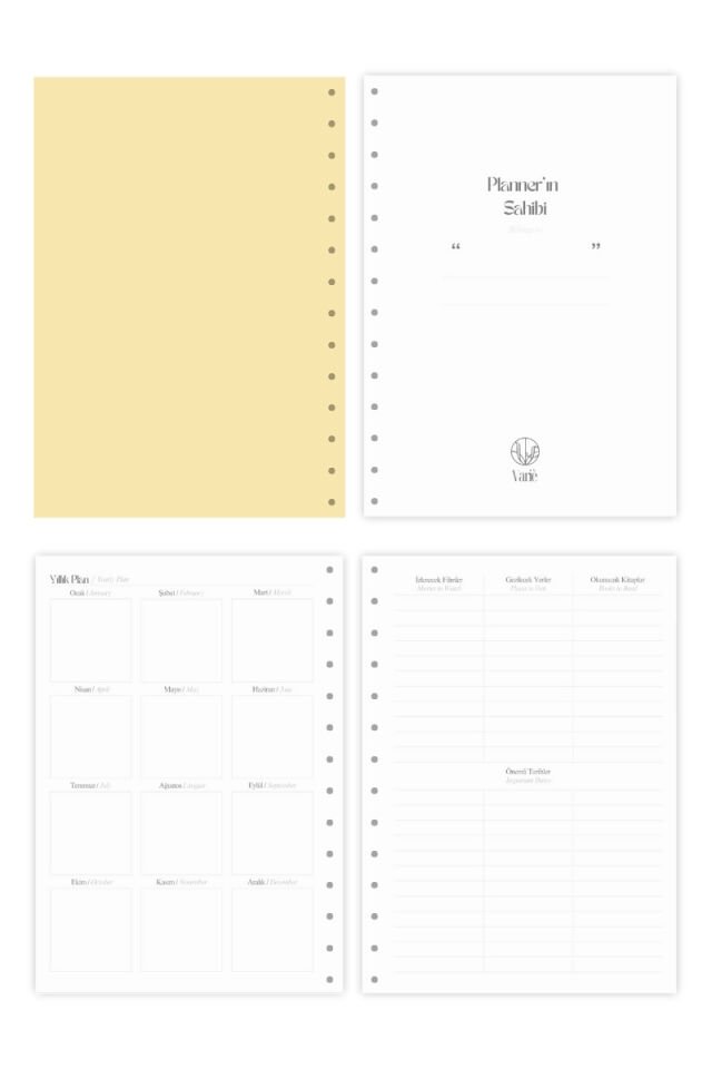 Pure Undated Planner Süresiz Planlayıcı Ajanda 17x24cm 90gr Ivory Butter